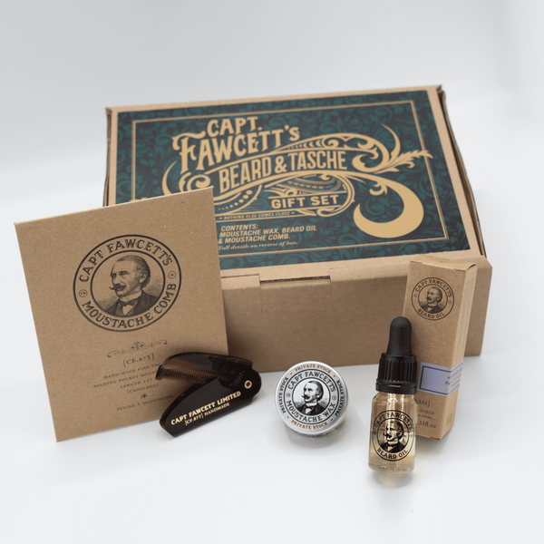 Подарунковий набір ( віск + олія для бороди та гребінець) Captain Fawcett Beard and Tache Gift Set F6701 фото