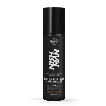 Спрей камуфляж для седых волос черный Nishman Magic Retouch "Black" 100ml 10703015 фото
