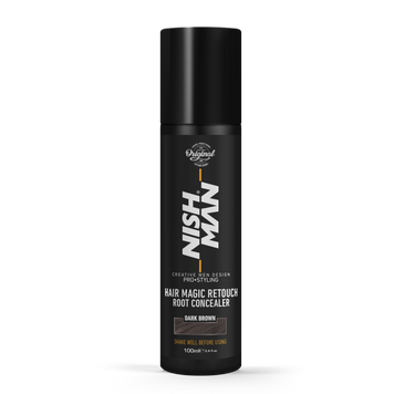 Спрей камуфляж для седых волос темно-коричневый Nishman Magic Retouch "Dark Brown" 100ml 10703016 фото