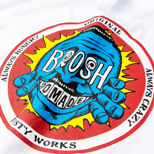 Футболка белая L BROSH &times; FUSTY WORKS S/S TEE FACE LOGO WHITE L BR8147 фото