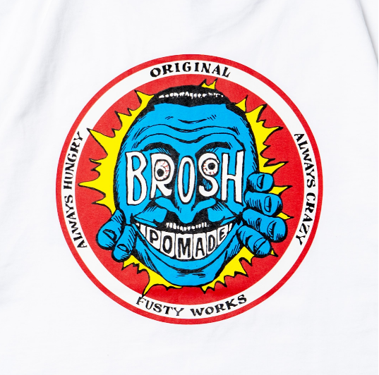 Футболка белая L BROSH &times; FUSTY WORKS S/S TEE FACE LOGO WHITE L BR8147 фото