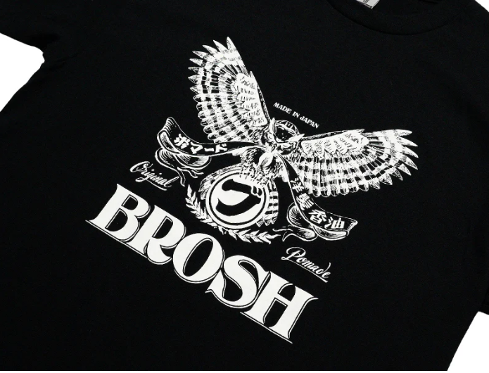 Футболка черная сова L BROSH &times; FUSTY WORKS S/S TEE OWL LOGO BLACK L BR8150 фото